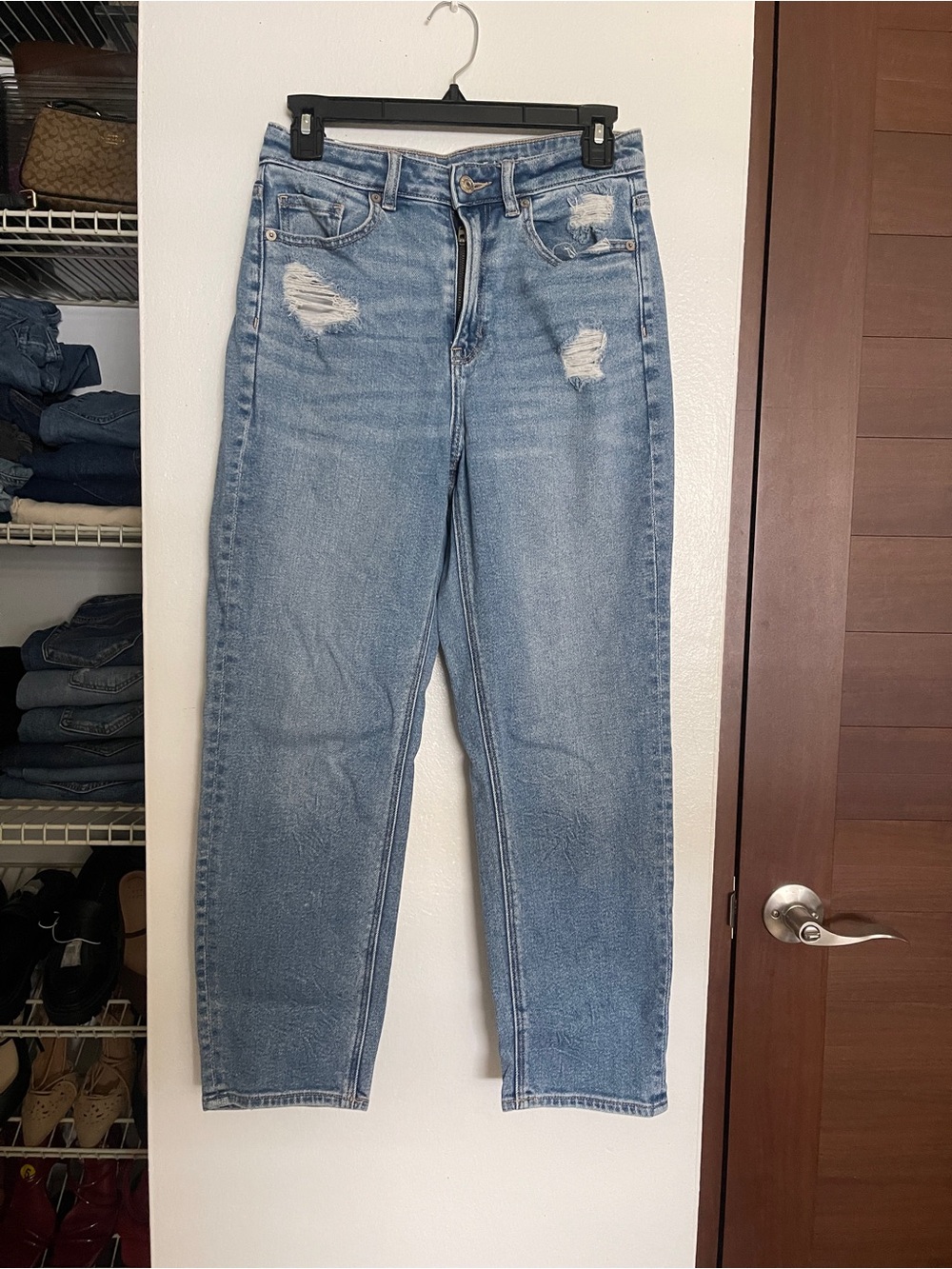 American Eagle Mom Straight Light Wash High-Rise Jeans